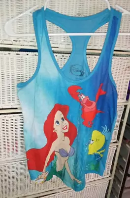 Buy Ariel Sebastian Flounder The Little Mermaid Blue Tank Top T-Shirt Size S Disney • 14.24£