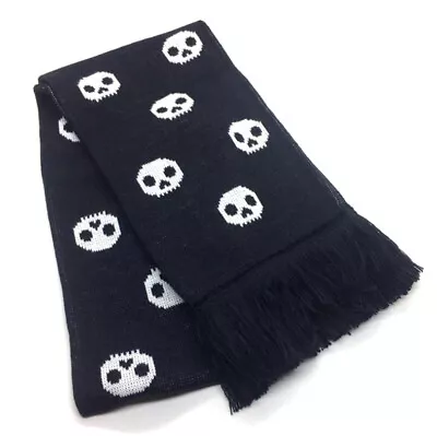 Buy Spooky Box Club Goth Little Skull Black Knit Scarf • 13£