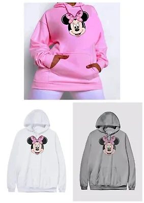 Buy Pink Minnie Mouse Hoodie Plus Size 16-34 Grey Disney Top White Sweater Jumper M4 • 24£