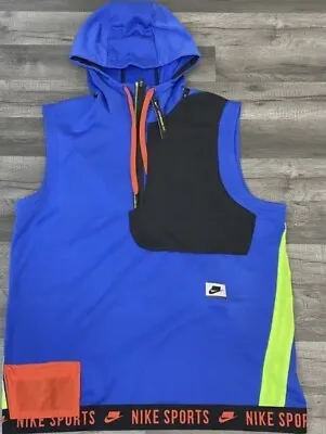 Buy Nike Clash Hoodie Blue Sleeveless Jacket • 65£
