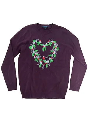Buy Christmas Jumper Heart Holly Sequin Design Size 10 Bordeaux Red Dorothy Perkins • 6.99£