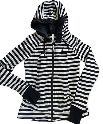 Buy LULULEMON Movement Jacket Hoodie Size 6 Apex Stripe Black Heathered Angel White • 28.49£