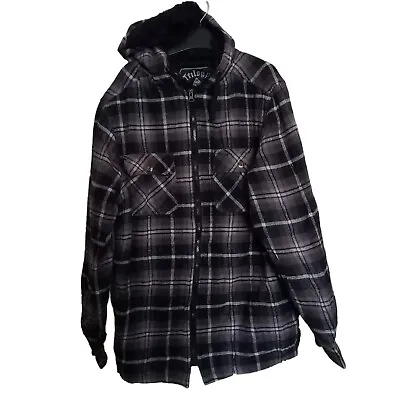 Buy Vintage Grey Check Plaid Zip Up Hoodie Fleece Lined Small • 7.50£