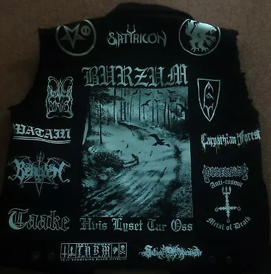 Buy True Scandinavian Black Metal Battle Jacket Norway Sweden Finland Denim Vest XL • 188.66£