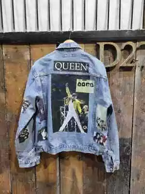 Buy Queen CUSTOMISED Vintage 80's 90's Trucker Denim Jeans Jacket S-XXL • 34.99£