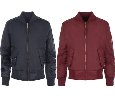 Buy Ladies Two Pocket Padded Zip Up Biker Jacket Long Sleeve Plus Size Bomber Coat • 23.49£