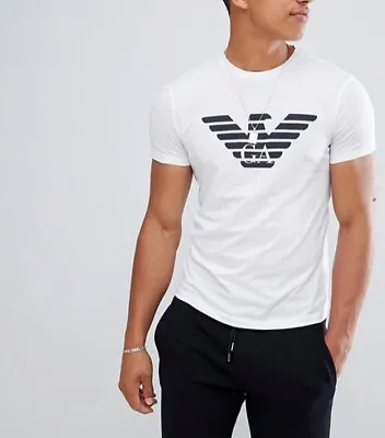 Buy Emporio Armani White Men's T-Shirt Big Print EA, Size M*L*XL New • 32.99£