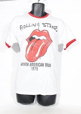 Buy Rolling Stones North American Tour 1975 T-Shirt Large White 2017 Tee Mens • 14.99£