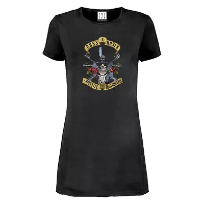 Buy Amplified Womens/Ladies Top Hat Skull Guns N Roses T-Shirt Dress GD962 • 38.59£
