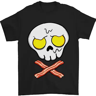 Buy Bacon & Egg Skull & Crossbones Funny Mens T-Shirt 100% Cotton • 10.48£