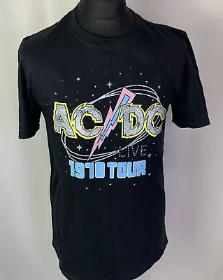 Buy AC/DC 1979 LIVE TOUR SHORT SLEEVE COTTON T SHIRT BLACK Medium A517 • 8.99£