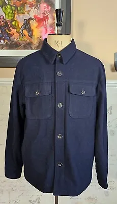 Buy Fat Face Cold Weather Men's Jacket Size Large ~ Wool Blend Blue Overshirt • 49.99£