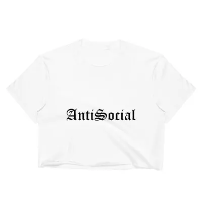 Buy Women's Anti Social Old English Crop Top T Shirt, Introvert Weird Loner Broody • 28.34£