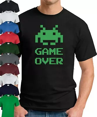 Buy GAME OVER T-SHIRT > Funny Slogan Novelty Mens Geeky Gift Gaming Space Invaders • 9.49£