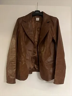 Buy New Look Brown Faux Leather Jacket Size 8  • 0.99£