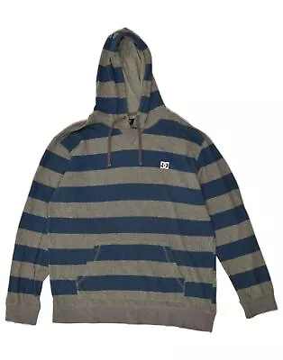 Buy DC Mens Hoodie Jumper XL Grey Striped Cotton BE05 • 19.59£