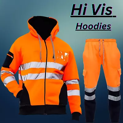 Buy Soft High Vis Orange Hoodie For Men And Comfortable Hi Vis Jumper Jacket For Men • 15.99£