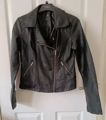 Buy Faux Leather Jacket 6-8 Used Great Condition Ladies Biker Rock Primark  • 9.99£