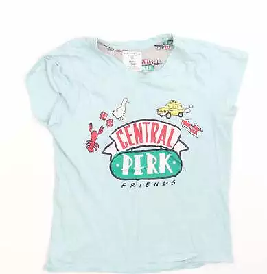 Buy Primark Womens Blue 100% Cotton Basic T-Shirt Size 6 Round Neck - Central Perk F • 3.25£