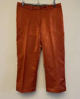 Buy ATTICUS Clothing Ladies Orange Cropped Trousers Dress Pants Sz 8 Pockets Satin • 11.36£
