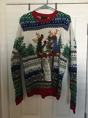 Buy Blizard Bay Ugly Christmas Sweater Deer Drinking Red Solo Cups Size Large • 24.20£