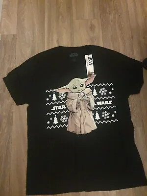 Buy New Mens Star Wars The Mandalorian The Child Christmas Cotton L/s T-shirt L • 12.99£
