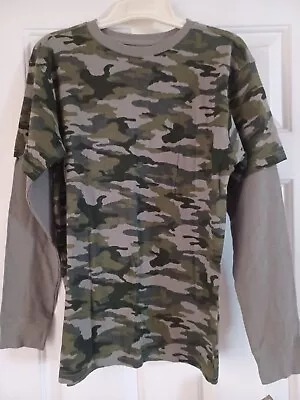 Buy Boys Double Layer Long Sleeve Camo Shirt XL (18/20)   Brand New With Tags! • 3.52£
