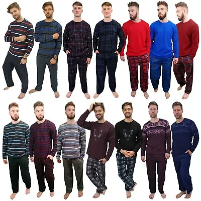 Buy Mens Pyjamas Warm Thermal Fleece Loungewear Winter PJ Set Soft Sets Tartan PJS • 19.95£