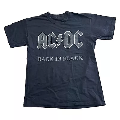 Buy Acdc Back In T-Shirt Graphic Print Spell Out Black Mens Large • 14.99£