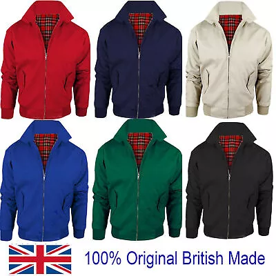 Buy Workwear Harrington Jacket With Tartan Lining Mens Zip Up  Classic Bomber Coat • 22.99£