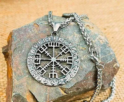 Buy Vegvisir Necklace Icelandic Circle Necklace, Vikings Protection Amulet Necklace • 12.95£
