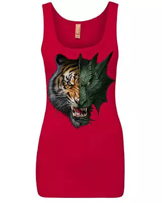 Buy Tiger And Dragon Face Women's Tank Top Animal Beast Fantasy Monster Fang Top • 20.79£