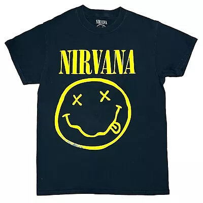 Buy Nirvana T-shirt Smiley Face 2020 Black Size Small • 9.47£