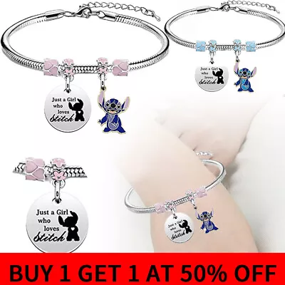 Buy Lilo And Stitch Charm Bracelet Cute Cartoon Womens Kids Childrens Girls Gift • 5.55£