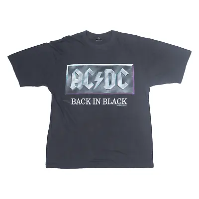 Buy Vintage ACDC 1991 Back In Black Band T-Shirt Black Short Sleeve Mens L • 49.99£