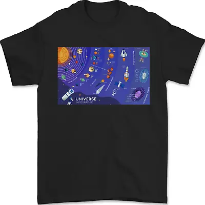 Buy Galaxy Infographic Space Technology Planets Mens T-Shirt 100% Cotton • 9.49£