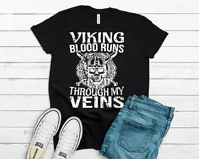 Buy Viking Blood Runs Through My Veins, Unisex Cool T Shirt, Super Soft 100% Cotton, • 12.44£