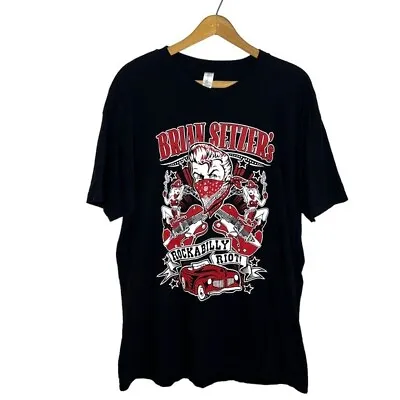 Buy Brian Setzer Rockabilly Riot Stray Cats Retro Pinup Graphic Concert T Shirt • 28.44£