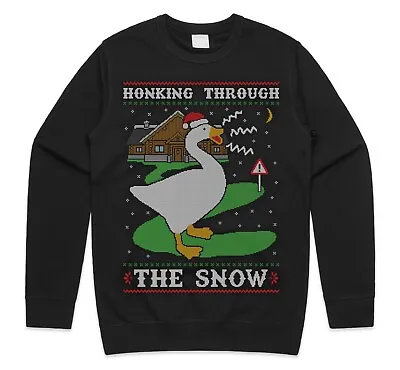 Buy Honking Through The Snow Christmas Jumper Sweatshirt Goose Game Meme Honk • 23.99£