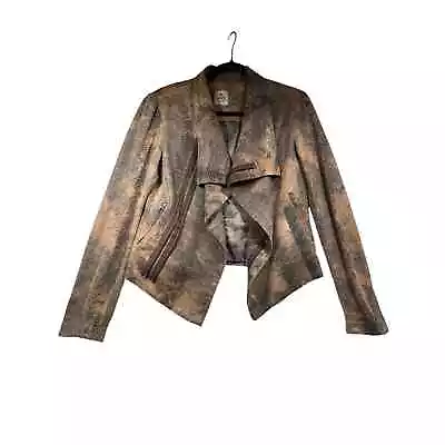 Buy SW3 Bespoke Jacket Womens Small Faux Leather Abstract Gold Metallic Waterfall • 52.23£