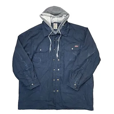 Buy Dickies Blue Workwear Jacket Navy Hooded Mens 2XL • 34.99£