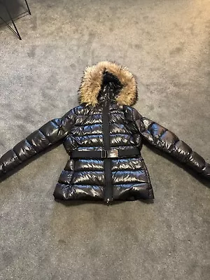 Buy Black Wet Look Fake Fur Hooded Coat • 10£