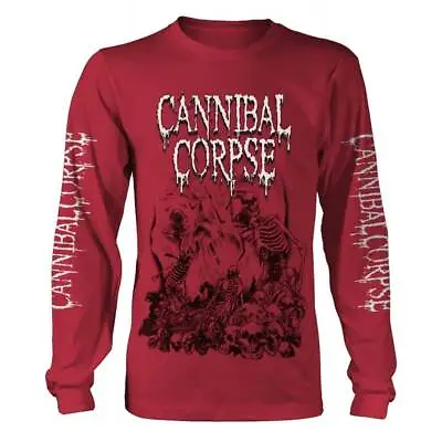 Buy Cannibal Corpse 'Pile Of Skulls' Red Long Sleeve T Shirt - NEW • 24.99£