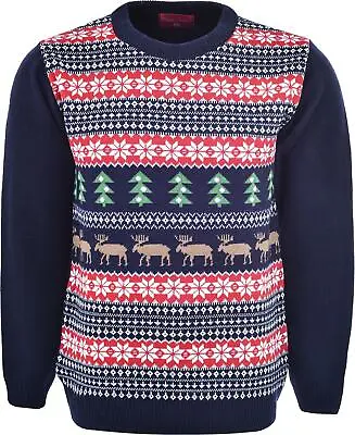 Buy Unisex Christmas Jumper Reindeer And Christmas Tree Full Print Crew Neck Top • 9.95£
