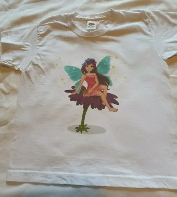Buy Little Fairy T-shirt For Girls. Little Happy Fairy On Purple Flower, Pink Wings  • 14.69£