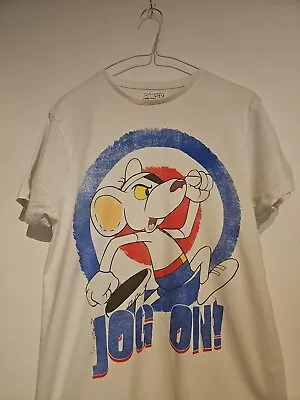 Buy Danger Mouse Tshirt Jog On White Medium Short Sleeved • 4.99£