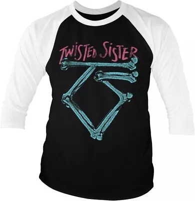 Buy Twisted Sister Washed Logo Baseball 3/4 Sleeve Tee T-Shirt White-Black • 31.05£