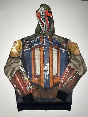 Buy Star Wars Boba Fett Costume Jacket Mask Zip Up Hoodie Sweatshirt Mens Small • 24.12£