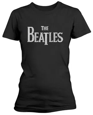 Buy The Beatles Drop T Logo Diamante  Womens Fitted T-Shirt NEW OFFICIAL • 16.59£