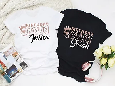 Buy Personalised Your Name Birthday Queen T-Shirt, Funny Girls Birthday Unisex Top • 10.99£